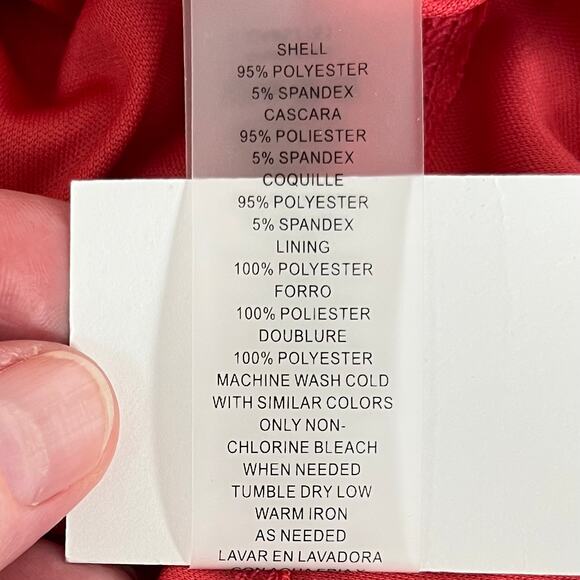 Vince Camuto Red Multi Printed Ruched Front Sleeveless V-Neck Midi Dress 6 NWOT - Picture 11 of 13